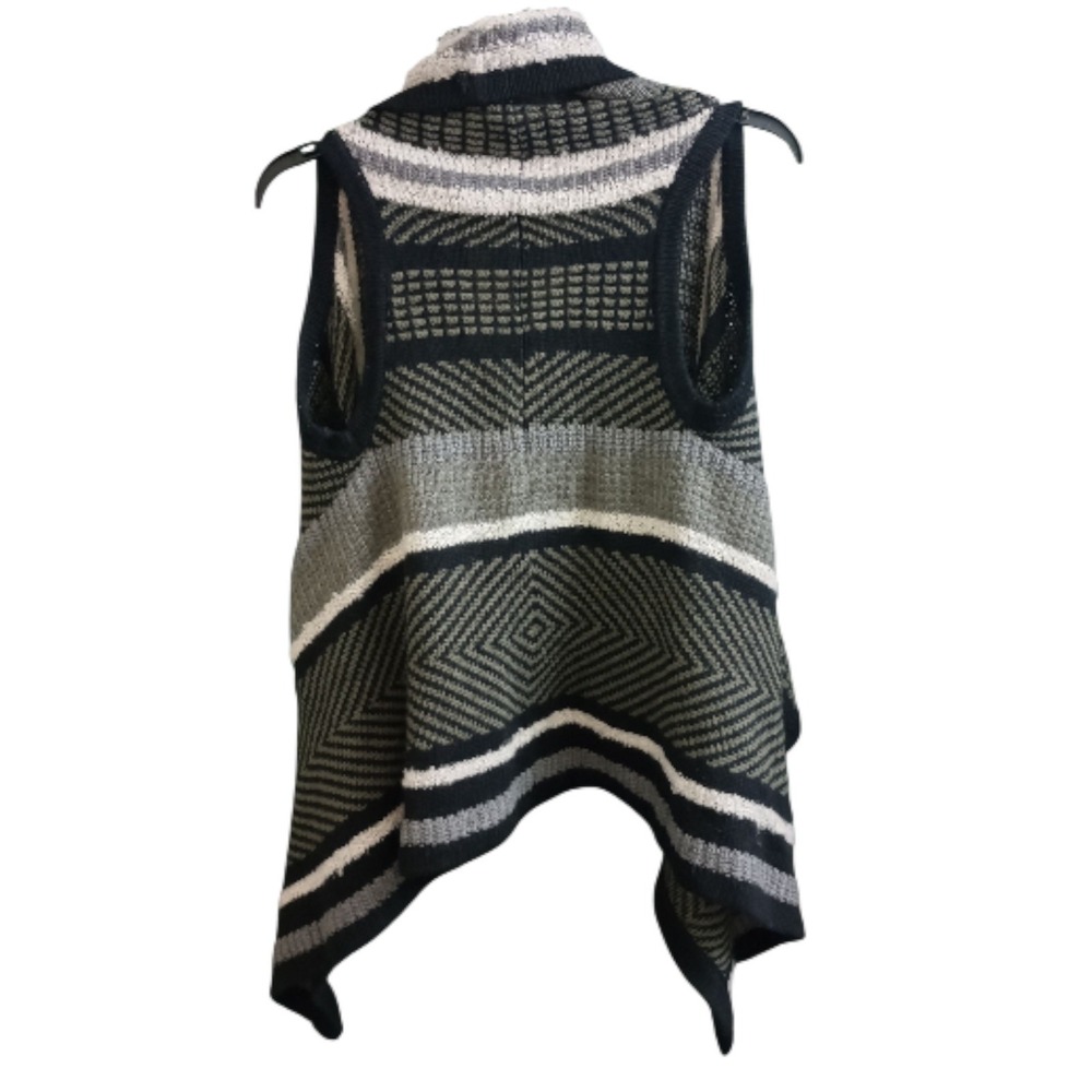 ANA Sweater Vest Longline Waterfall Geometric Open Front Layering Piece Sz Small - Picture 2 of 5